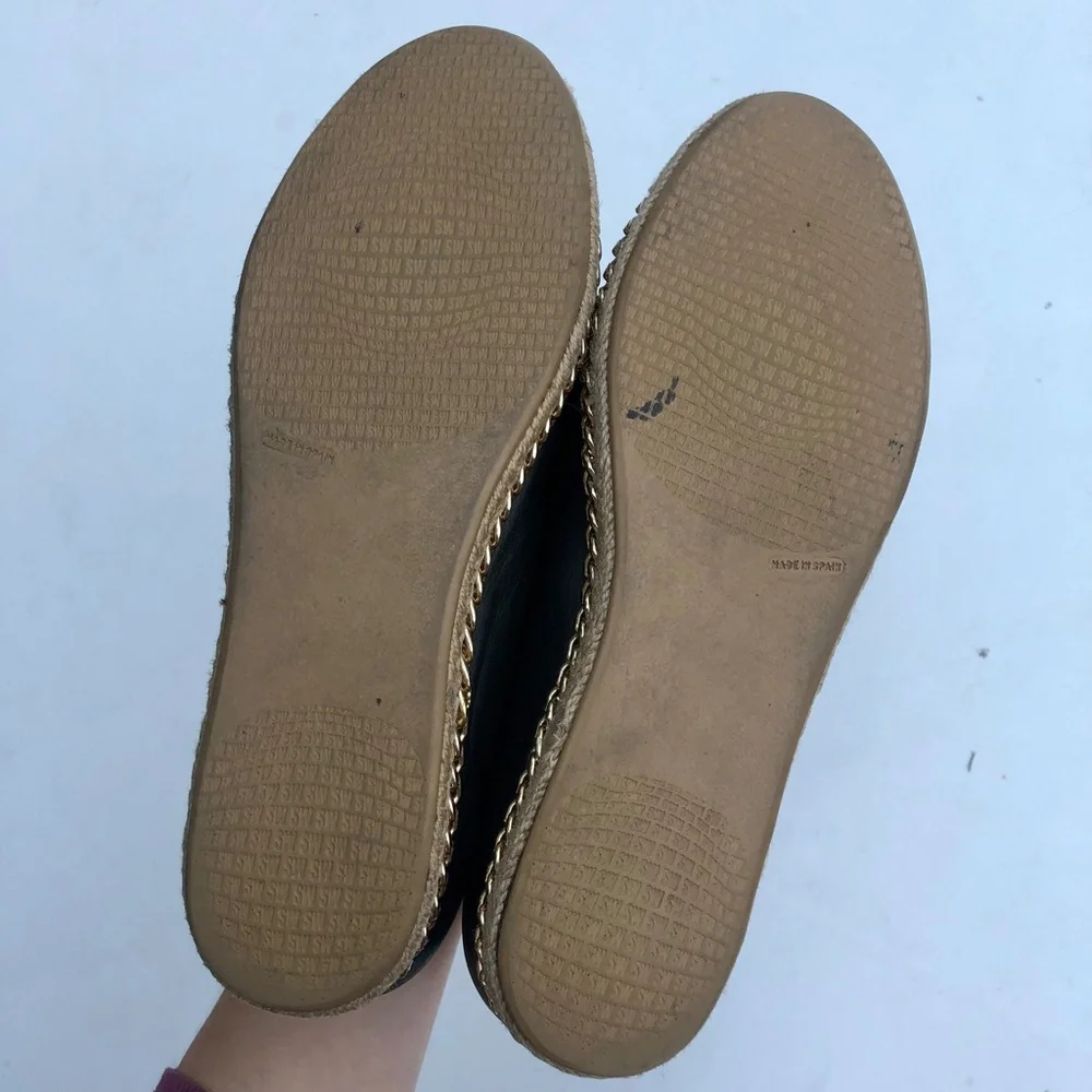 Stuart Weitzman for Russel & Bromley Black Leather Espadrille Flats